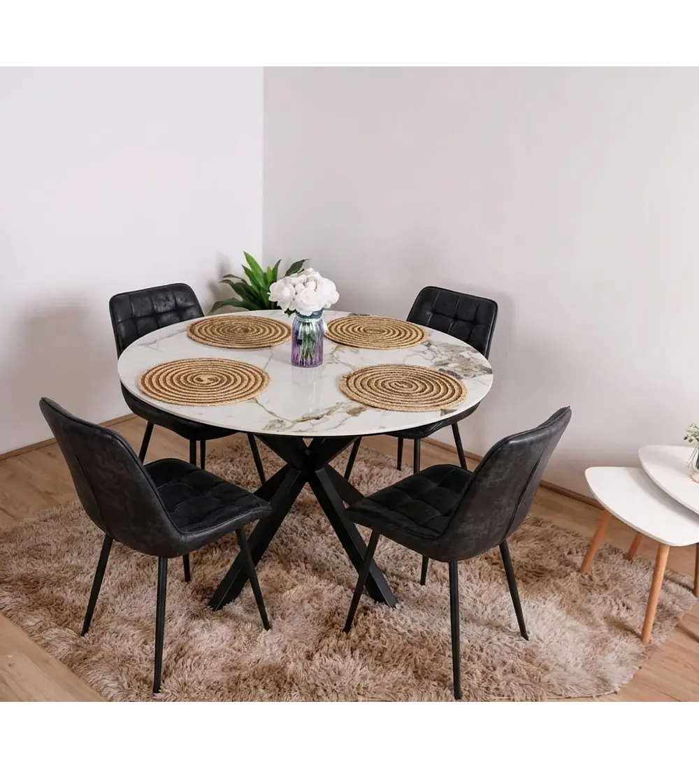 Comedor Warwick Stone + 4 Sillas Capitonne Top Vintage