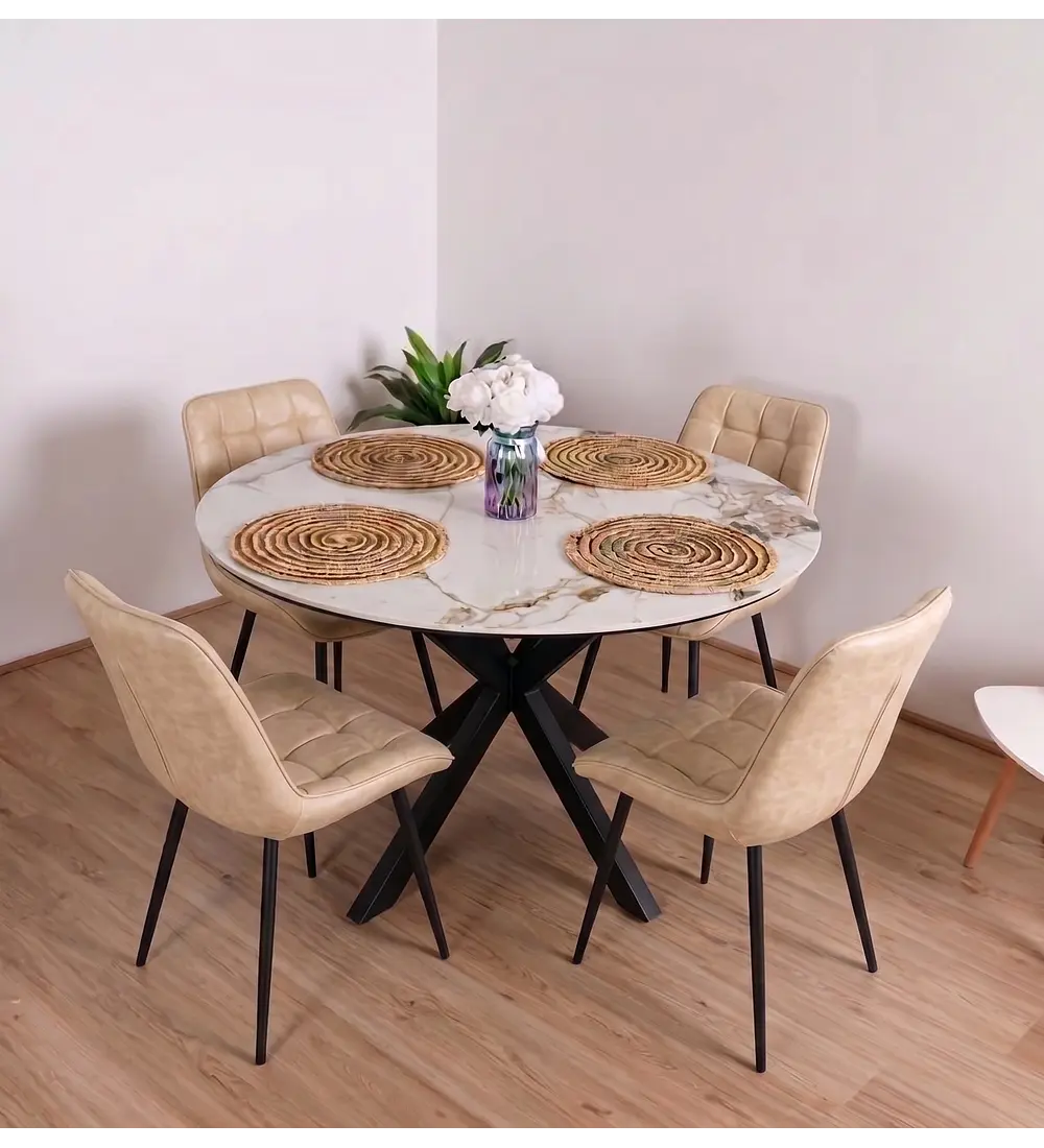 Comedor Warwick Stone + 4 Sillas Capitonne Top Vintage