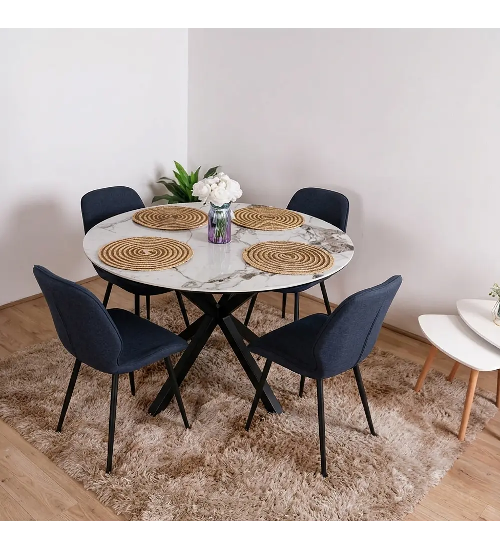 Comedor Warwick Stone + 4 Sillas Fiori Top Black