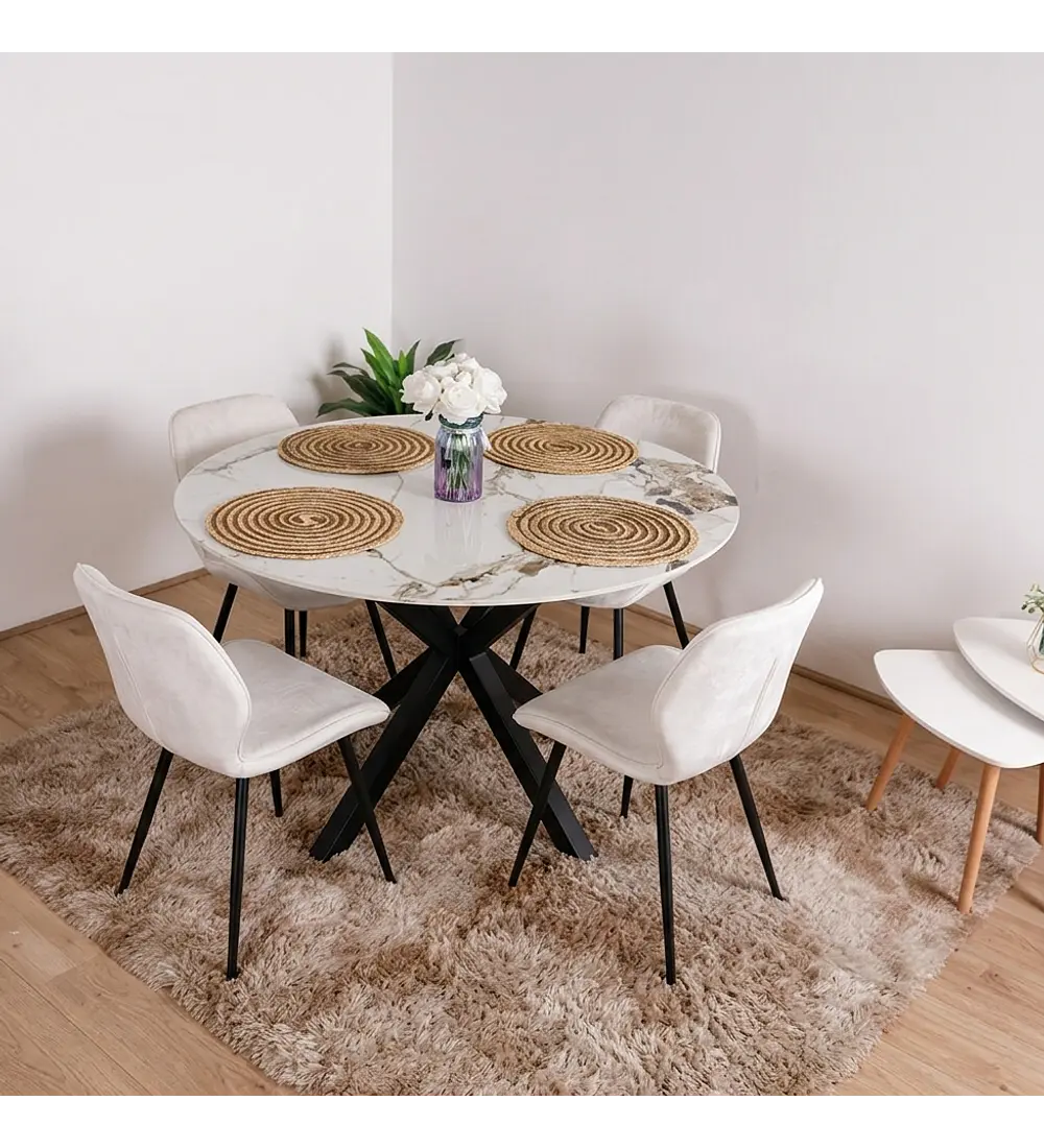 Comedor Warwick Stone + 4 Sillas Fiori Top Black