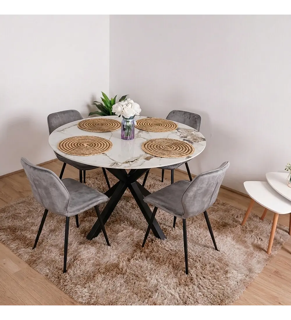 Comedor Warwick Stone + 4 Sillas Fiori Top Black