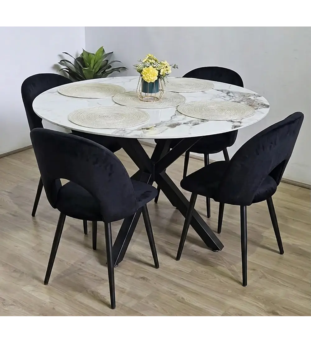 Comedor Warwick Stone + 4 Silla Viena Black