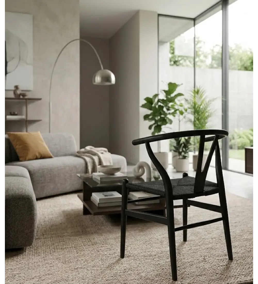 Comedor Mesa Rubi 120x80cm + 4 Sillas Wishbone Madera 