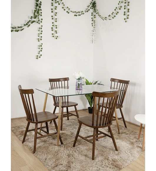 Comedor Mesa Rubi 120x80cm  + 4 Sillas Winsdor Madera