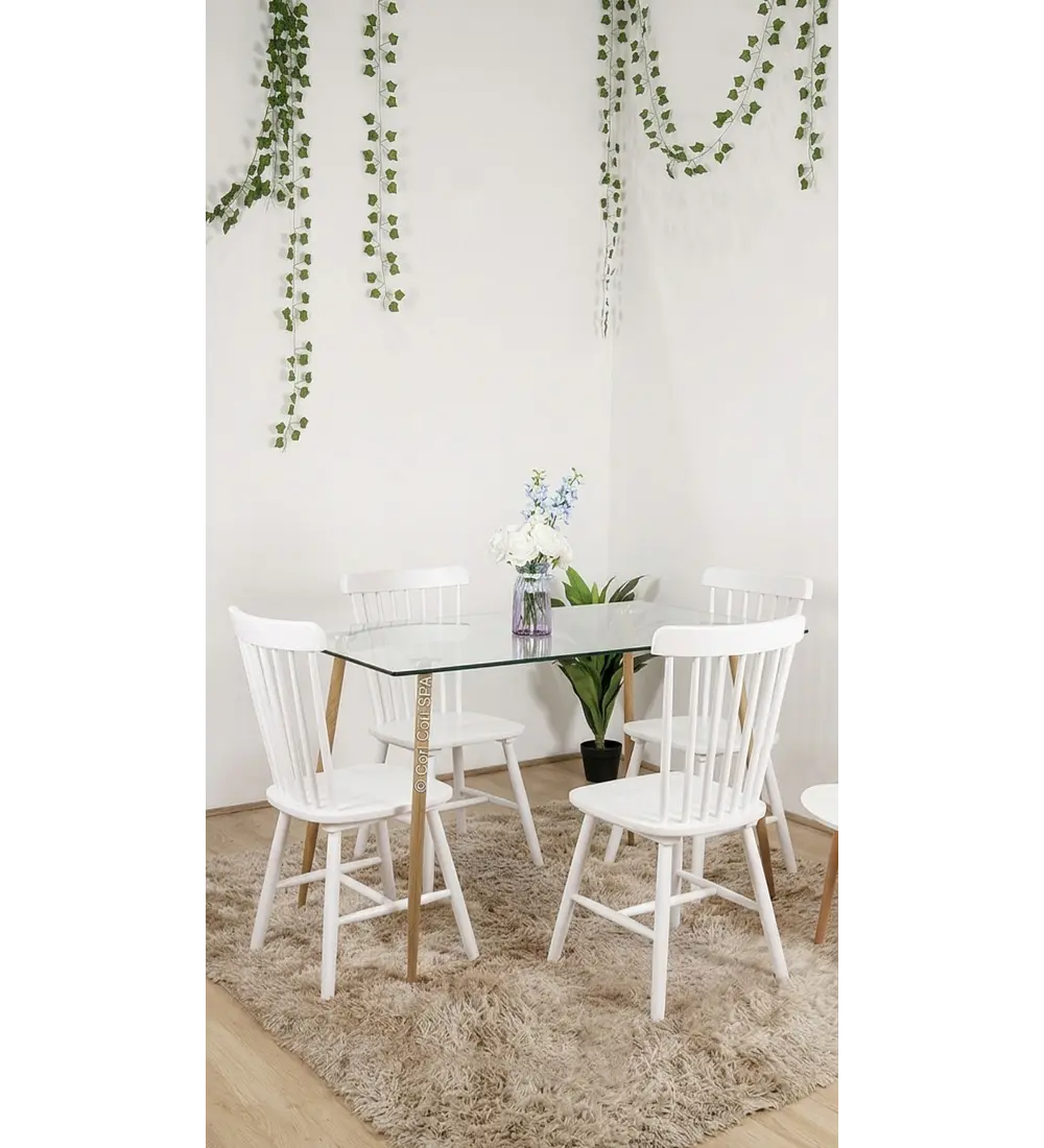 Comedor Mesa Rubi 120x80cm  + 4 Sillas Winsdor Madera