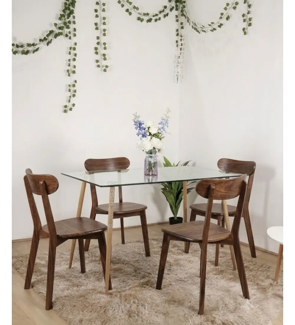 Comedor Mesa Rubi 120x80cm + 4 Sillas Louis