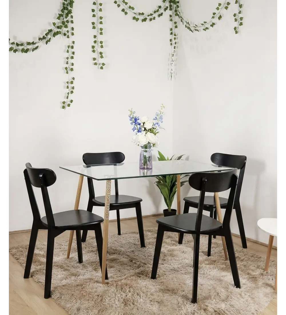 Comedor Mesa Rubi 120x80cm + 4 Sillas Louis