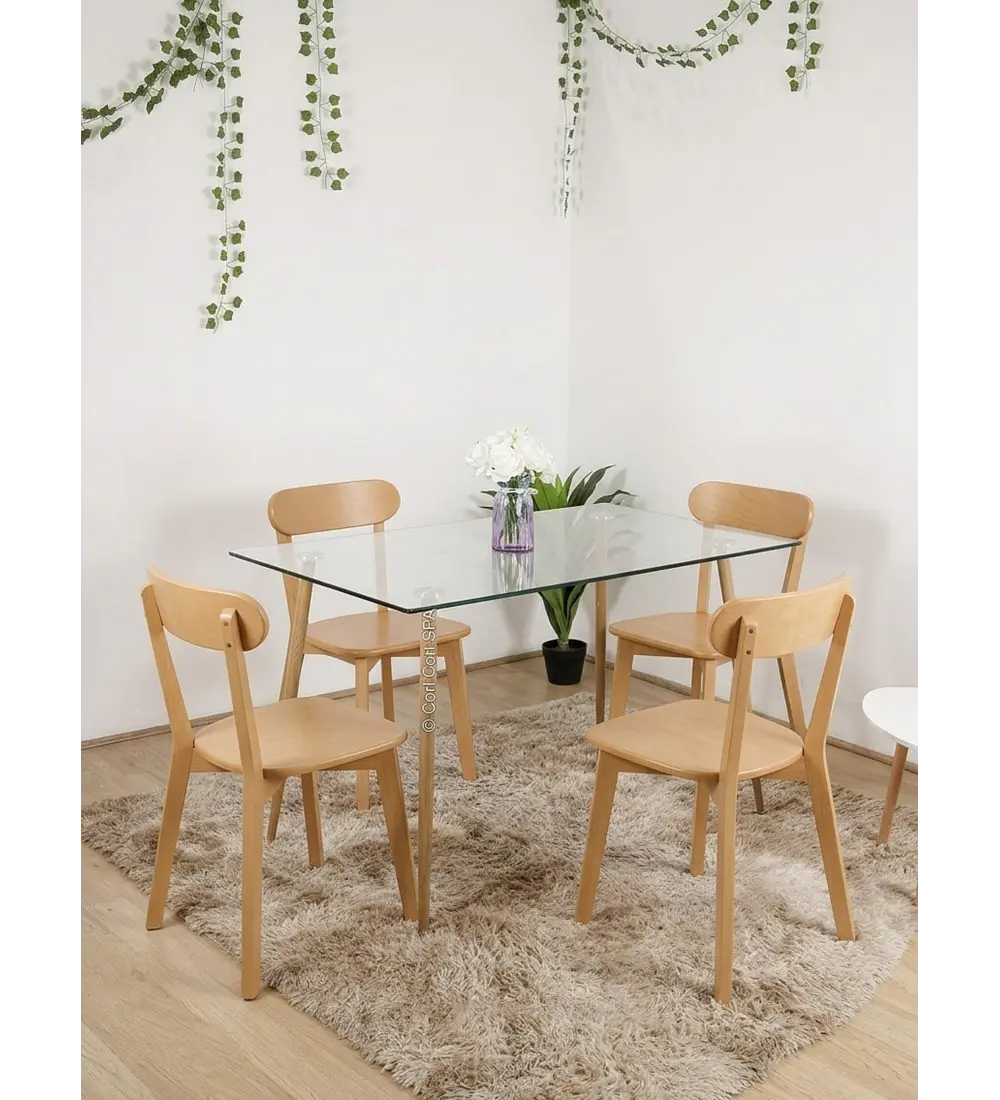 Comedor Mesa Rubi 120x80cm + 4 Sillas Louis