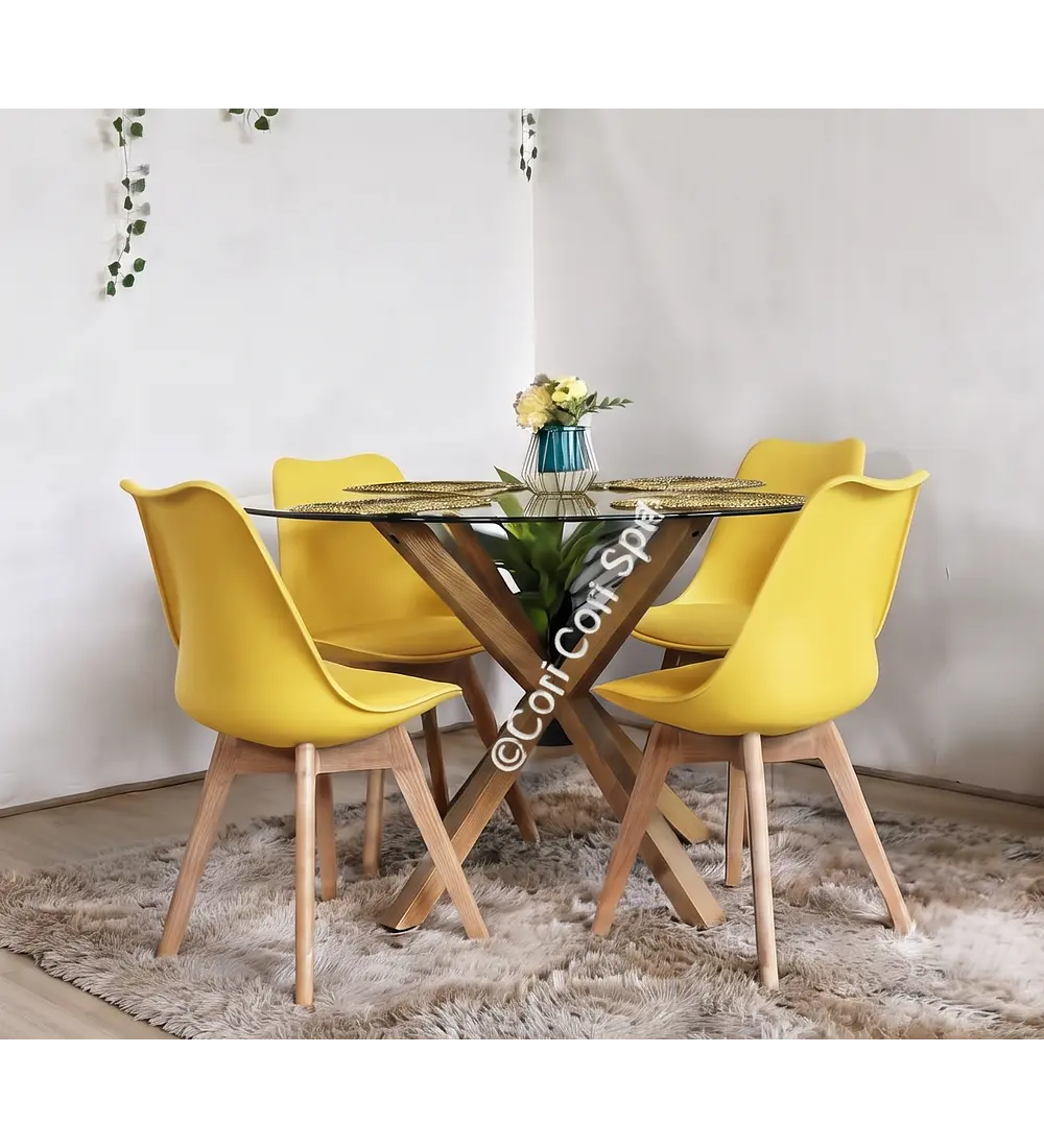Comedor Warwick 120cm + 4 Sillas Tulip