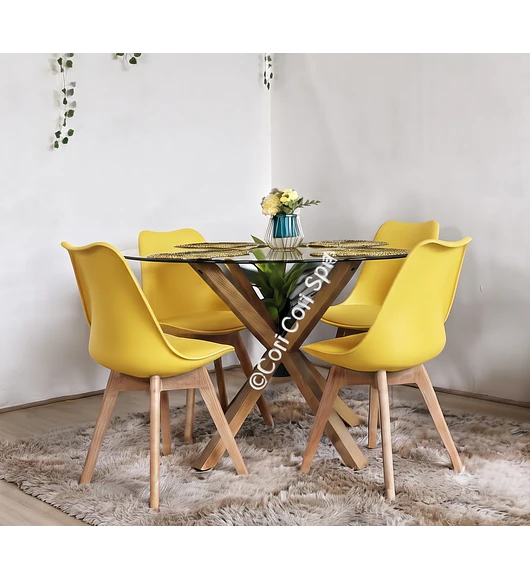 Comedor Warwick 120cm + 4 Sillas Tulip