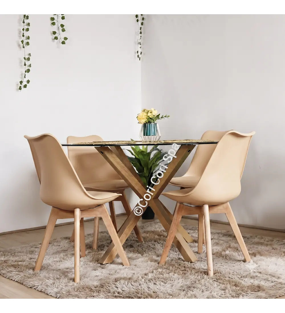 Comedor Warwick 120cm + 4 Sillas Tulip