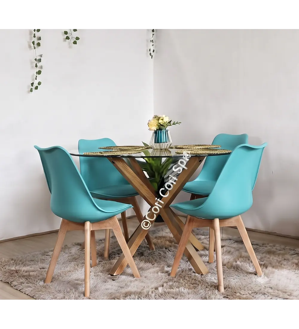 Comedor Warwick 100 cms + 4 Sillas Tulip