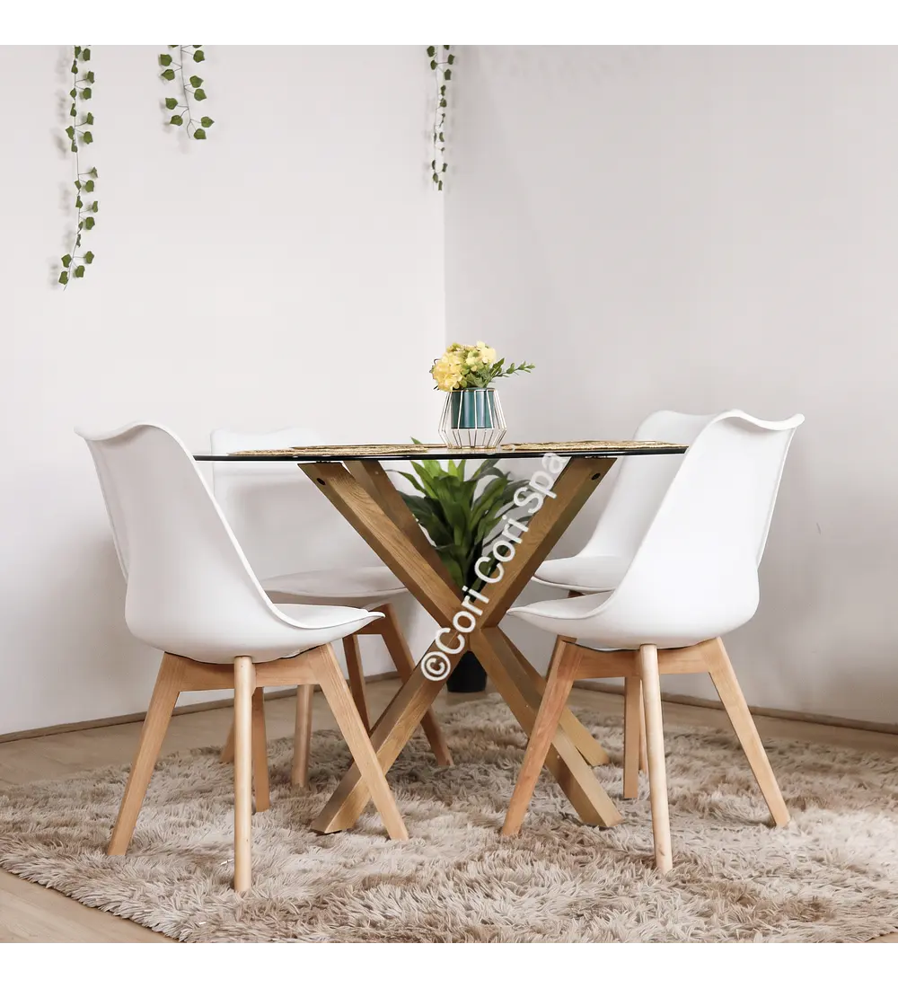 Comedor Warwick 100 cms + 4 Sillas Tulip