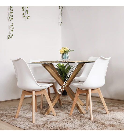 Comedor Warwick 100 cms + 4 Sillas Tulip