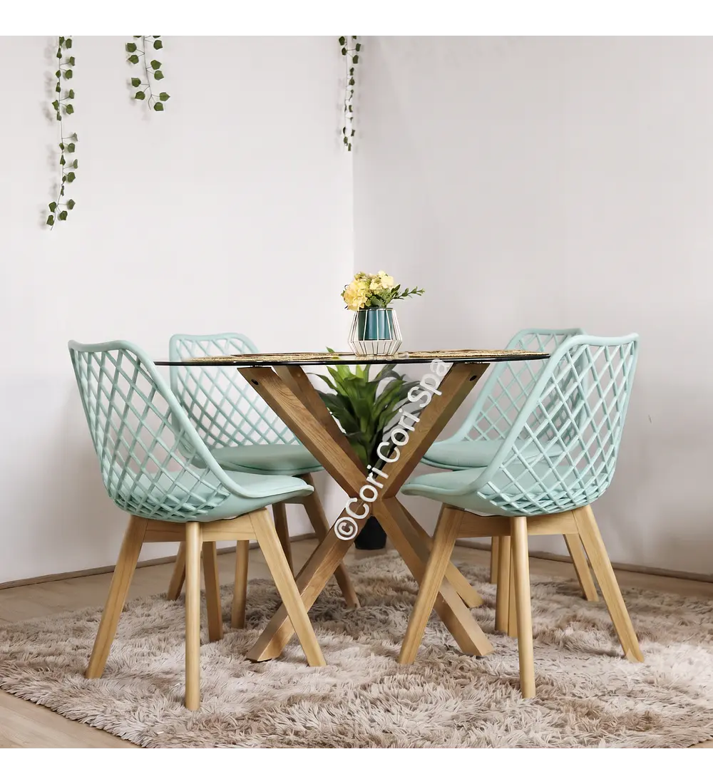 Comedor Warwick Vidrio + 4 Tulip Mesh