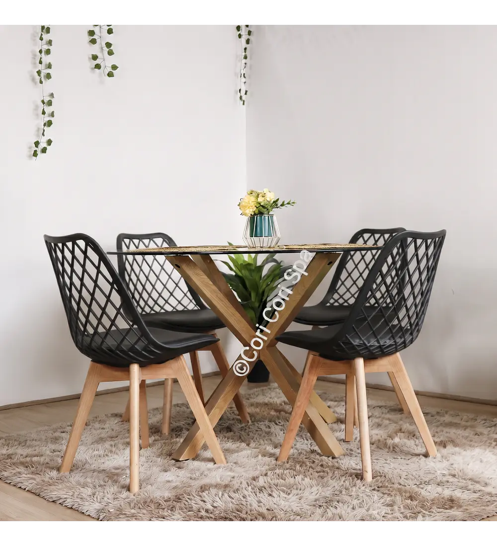 Comedor Warwick Vidrio + 4 Tulip Mesh