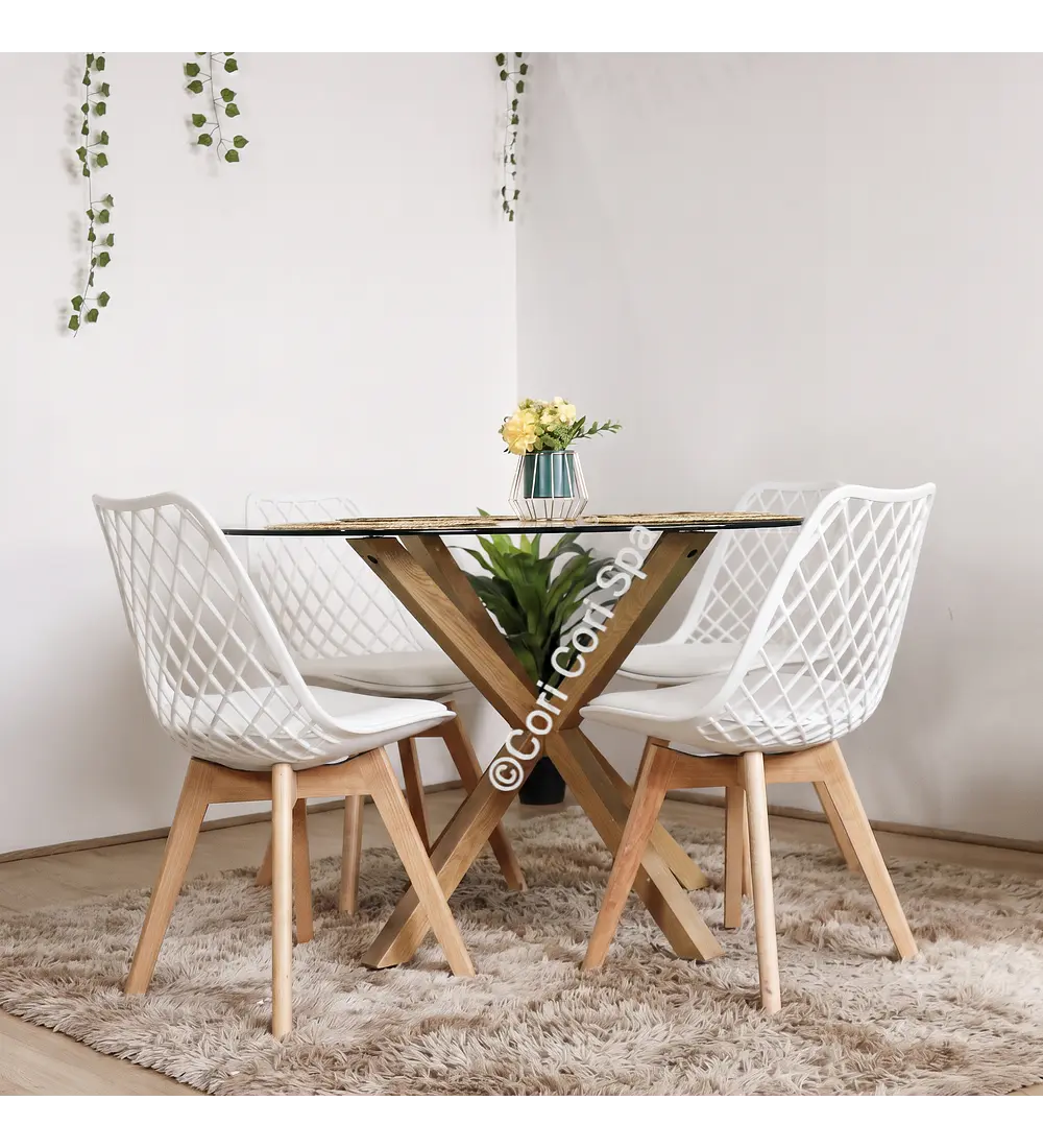 Comedor Warwick Vidrio + 4 Tulip Mesh