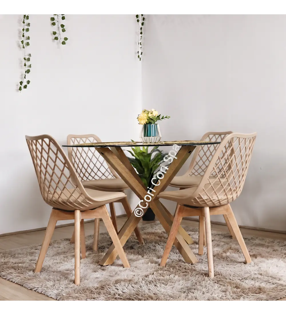 Comedor Warwick Vidrio + 4 Tulip Mesh