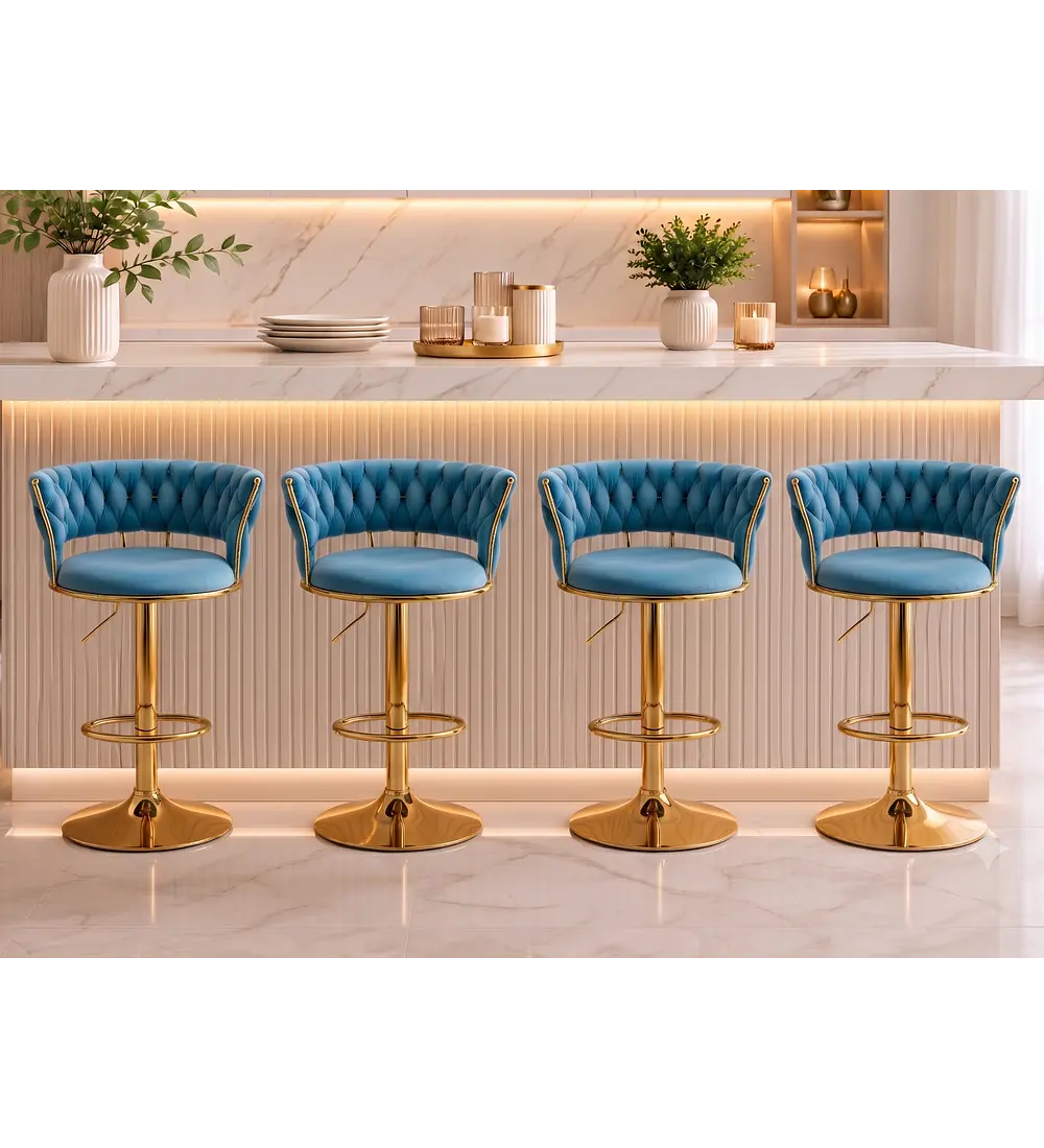Pack 4 Taburetes Queen Velvet Gold