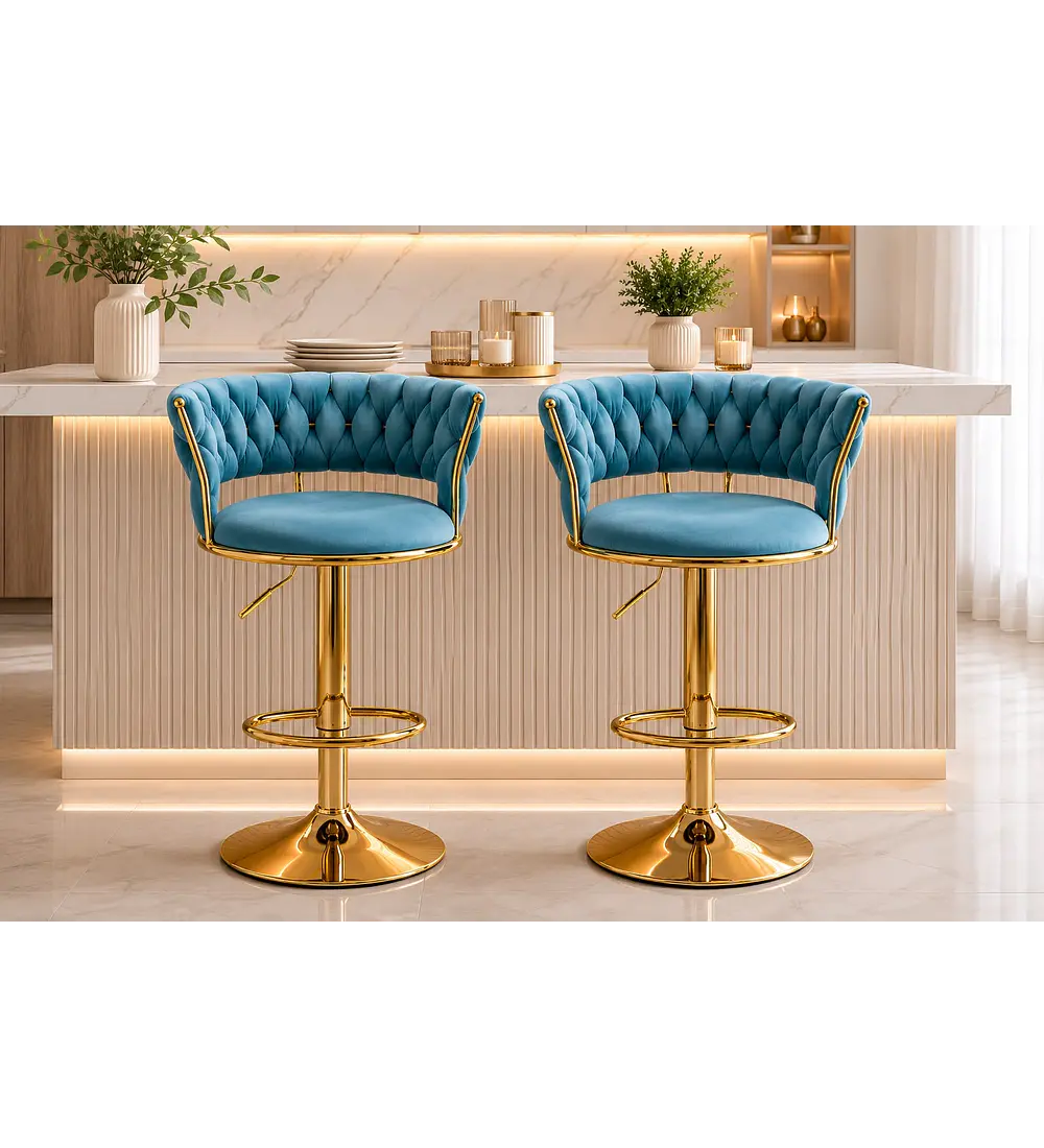 Pack 2 Taburetes Queen Velvet Gold