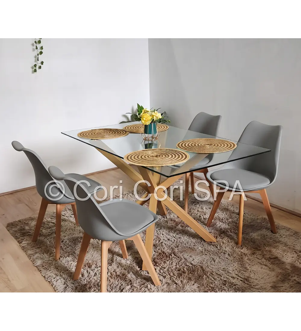 Comedor Madrid 160x90cms + 4 Sillas Tulip