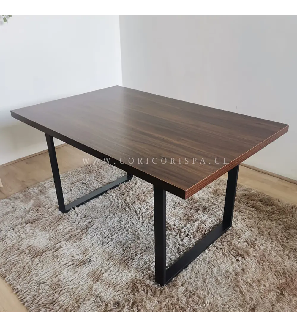 2da Seleccion -Mesa de Comedor Estilo Industrial Madera Oscura 140x90cms