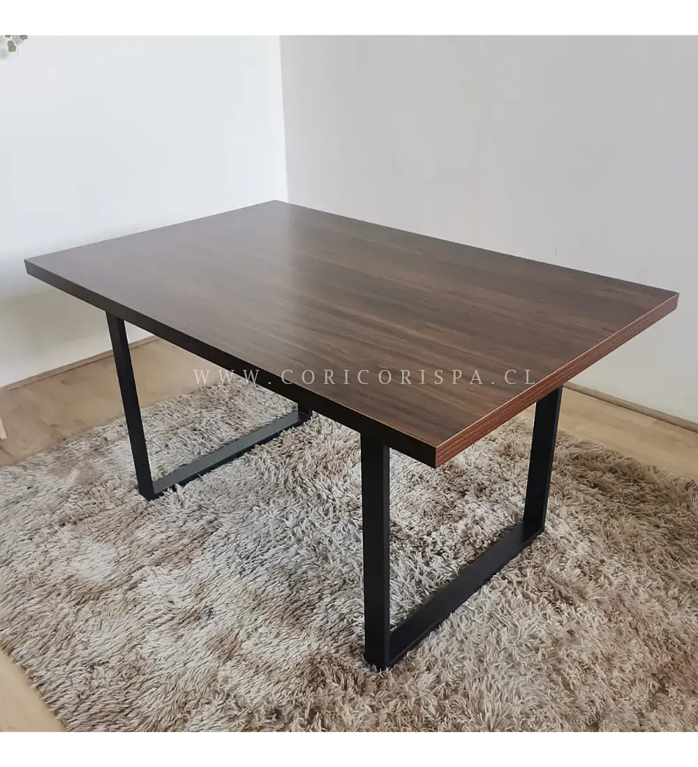 2da Seleccion -Mesa de Comedor Estilo Industrial Madera Oscura 140x90cms