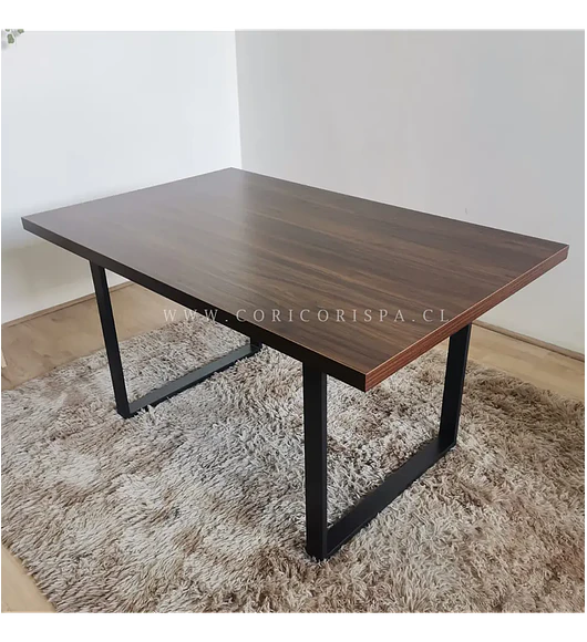 2da Seleccion -Mesa de Comedor Estilo Industrial Madera Oscura 140x90cms