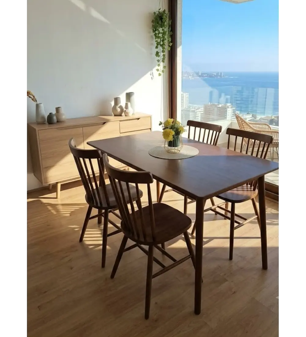 Comedor Mesa Vema + 4 Sillas Windsor Madera