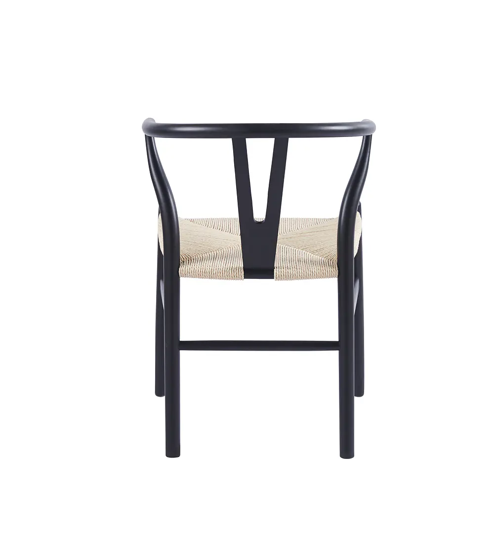 Comedor Tulip Negra 100cms + 4 Silla Wishbone Madera