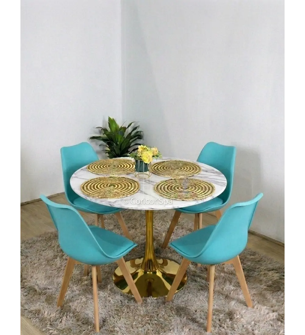 Comedor Tulip Gold 100Cms + 4 Sillas Tulip 