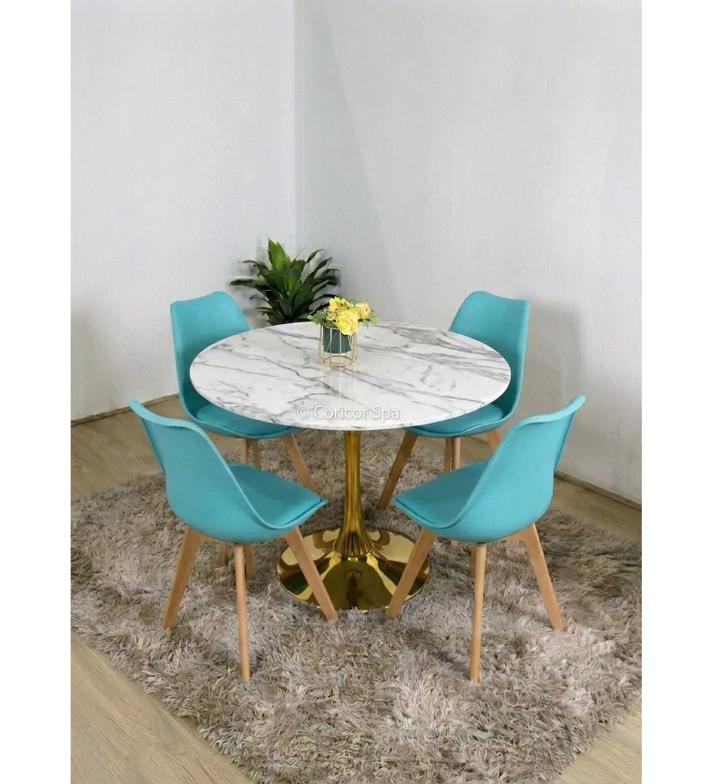 Comedor Tulip Gold 100Cms + 4 Sillas Tulip 