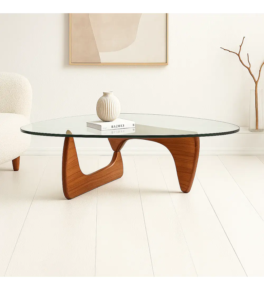 Mesa de Centro Ola con Madera y Vidrio