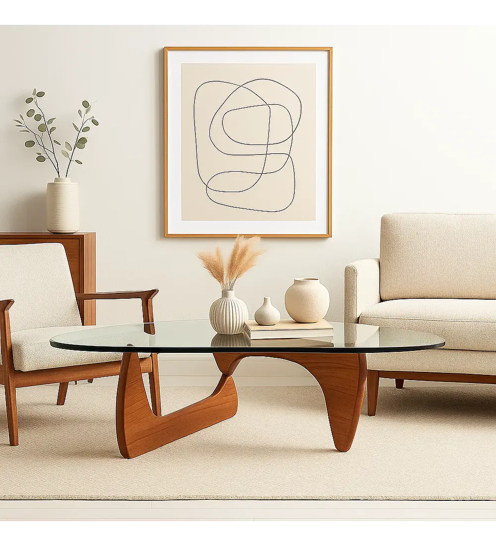 Mesa de Centro Ola con Madera y Vidrio