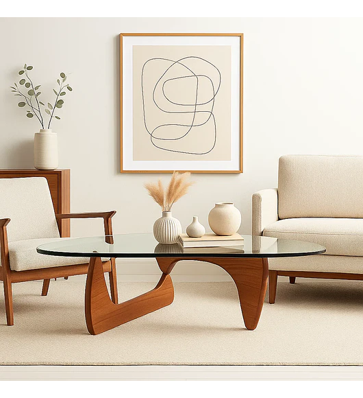 Mesa de Centro Ola con Madera y Vidrio