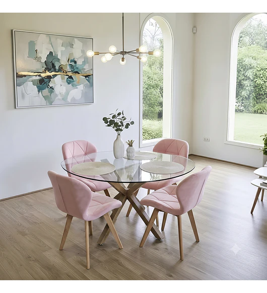 Comedor Mesa Warwick 100cms + 4 Sillas Mariposa Wood 
