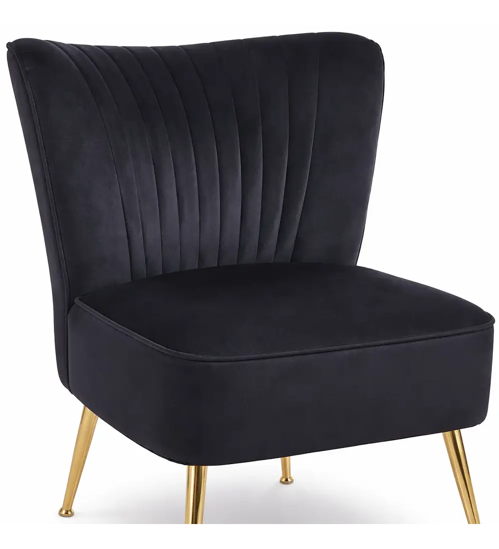 Sillón Glamour Noir con Patas Doradas - Negro
