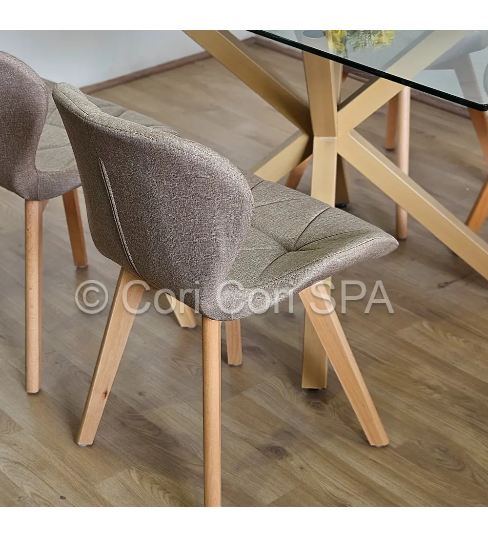 Comedor Madrid 140x80cms Stone Wood + 4 Sillas Mariposa Lino