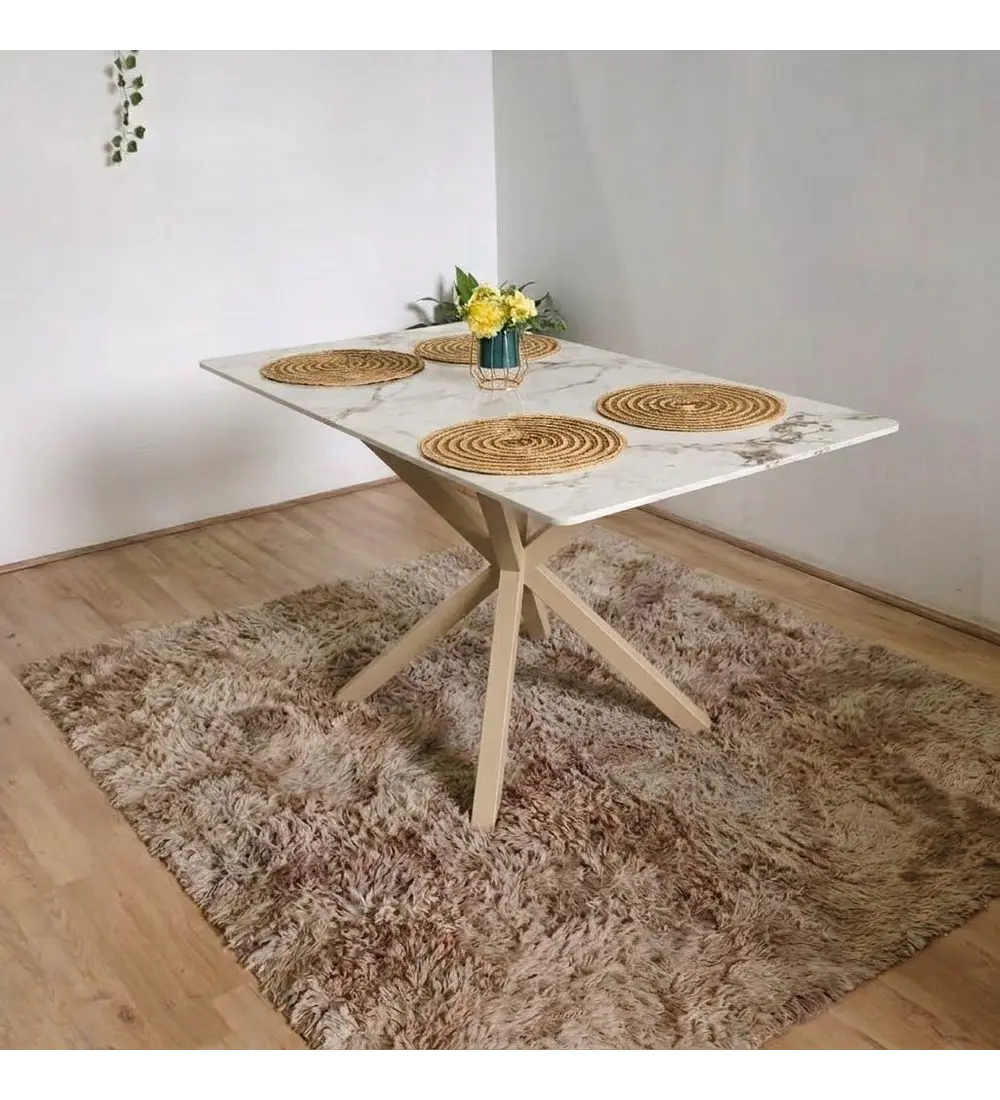 Comedor Madrid 140x80cms Stone Wood + 6 Sillas Mariposa Ecocuero Wood