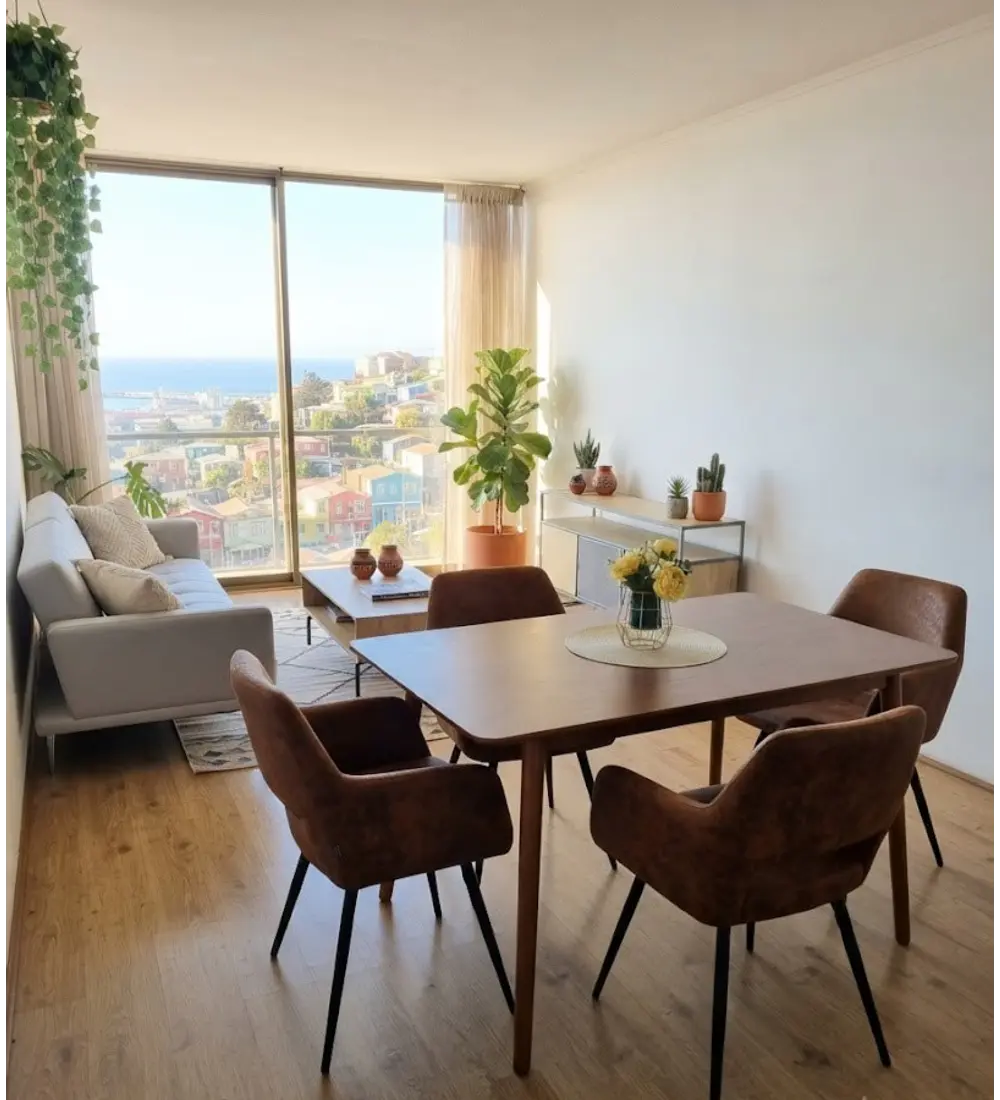Comedor Mesa Vema Rectangular + 4 Butacas Burgos Ecocuero