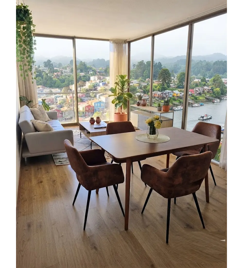 Comedor Mesa Vema Rectangular + 4 Butacas Burgos Ecocuero