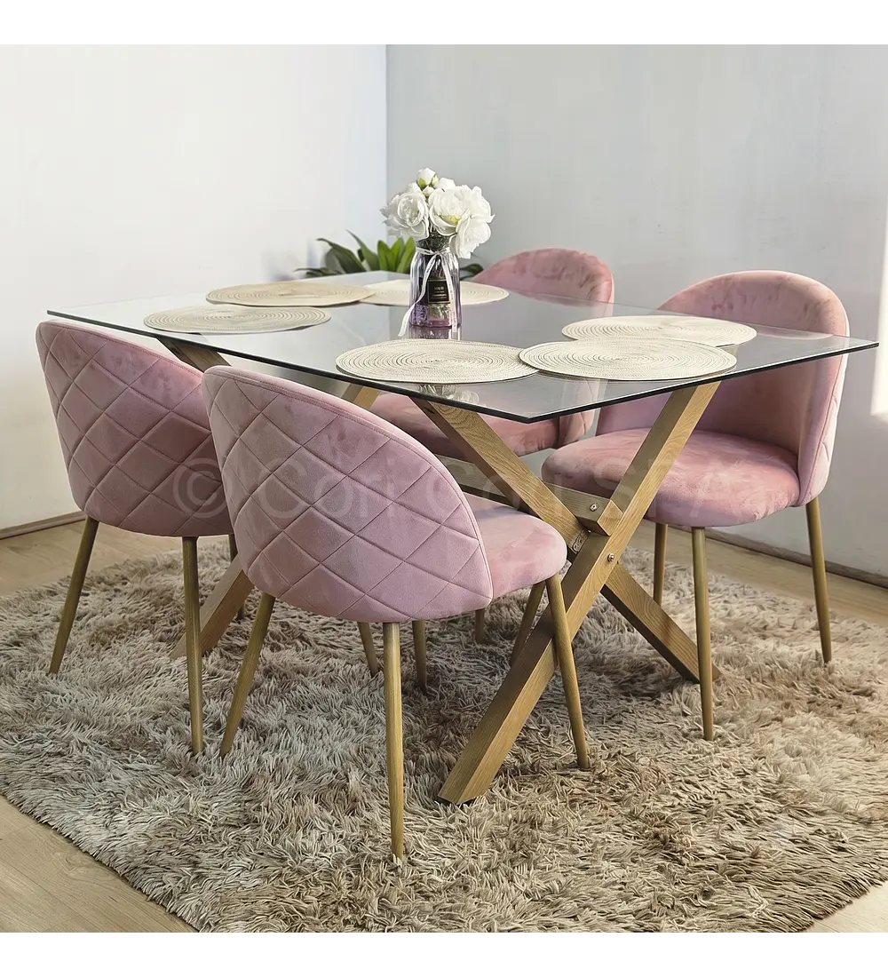 Comedor Medlock 140x90cm + 4 Sillas Bread Wood 