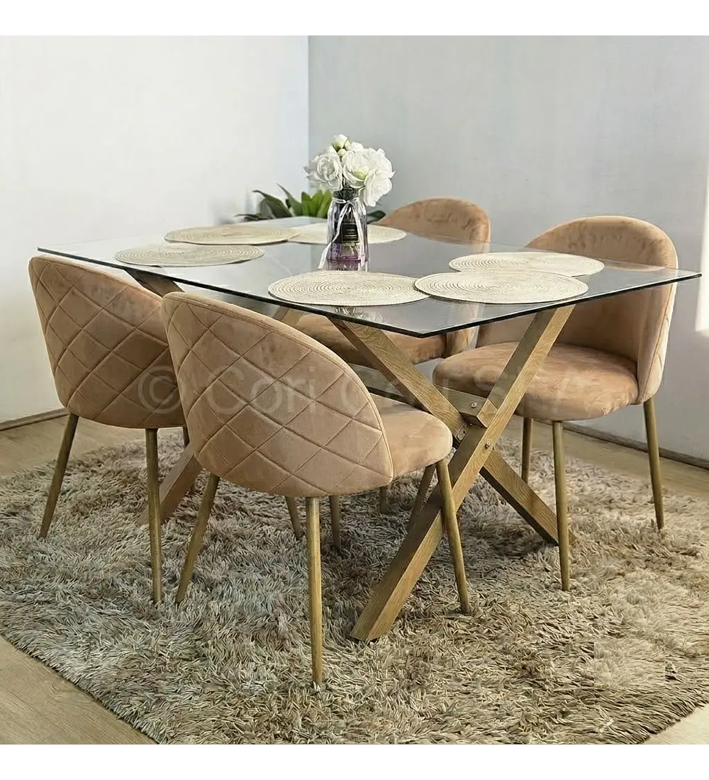 Comedor Medlock 140x90cm + 4 Sillas Bread Wood 