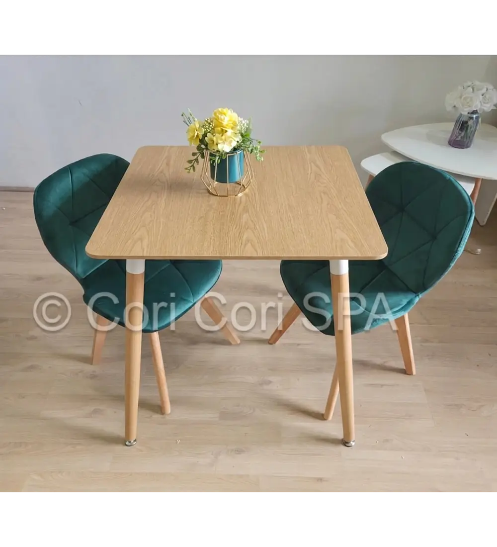 Comedor Melamina Cuadrada 80x80cms + 2 Sillas Mariposa Velvet