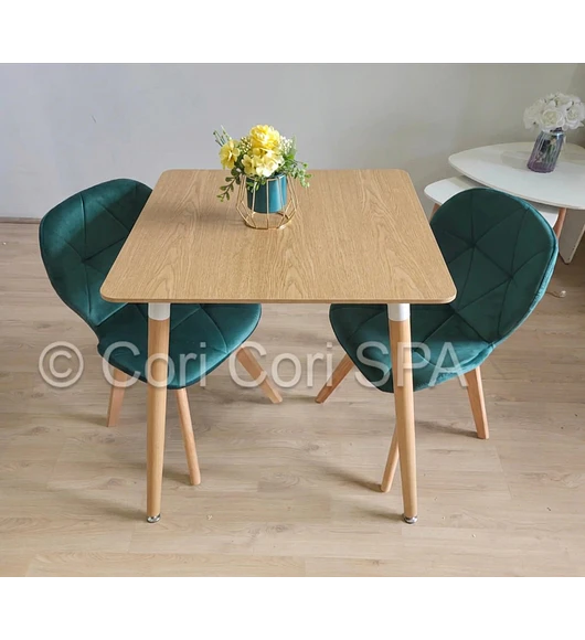 Comedor Melamina Cuadrada 80x80cms + 2 Sillas Mariposa Velvet