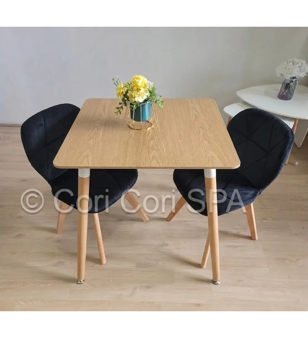 Comedor Melamina Cuadrada 80x80cms + 2 Sillas Mariposa Velvet