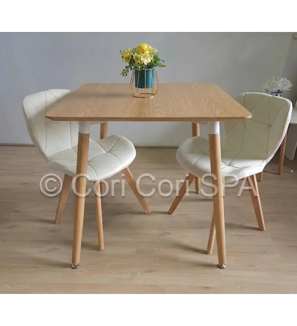 Comedor Melamina Cuadrada 80x80cms + 2 Sillas Mariposa Velvet