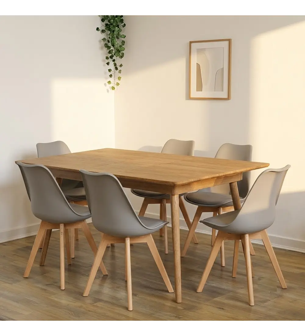 Comedor Mesa Expandible Zeus + 6 Sillas Tulip