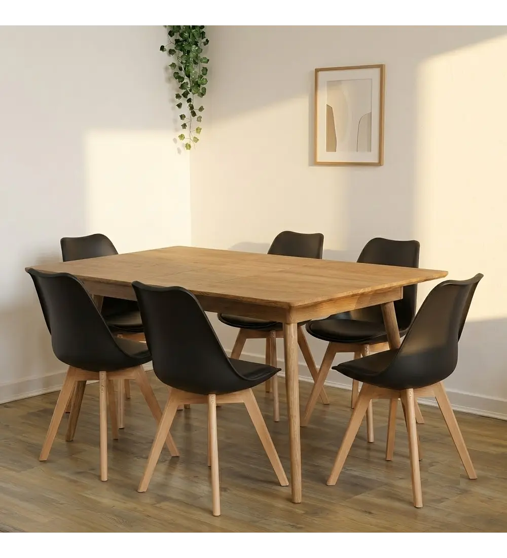 Comedor Mesa Expandible Zeus + 6 Sillas Tulip