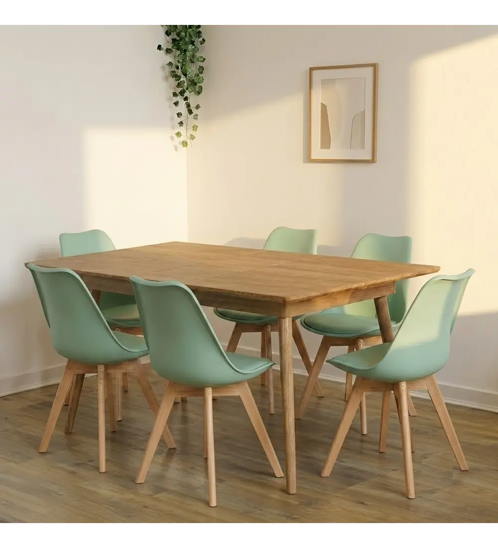 Comedor Mesa Expandible Zeus + 6 Sillas Tulip